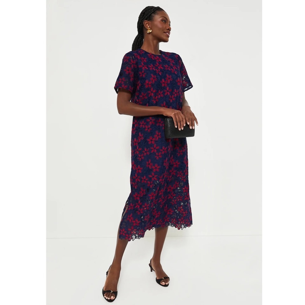 Tuckernuck Pomander Place Maxi Midi Dress XL Midnight Floral Lace Seraphina Blue